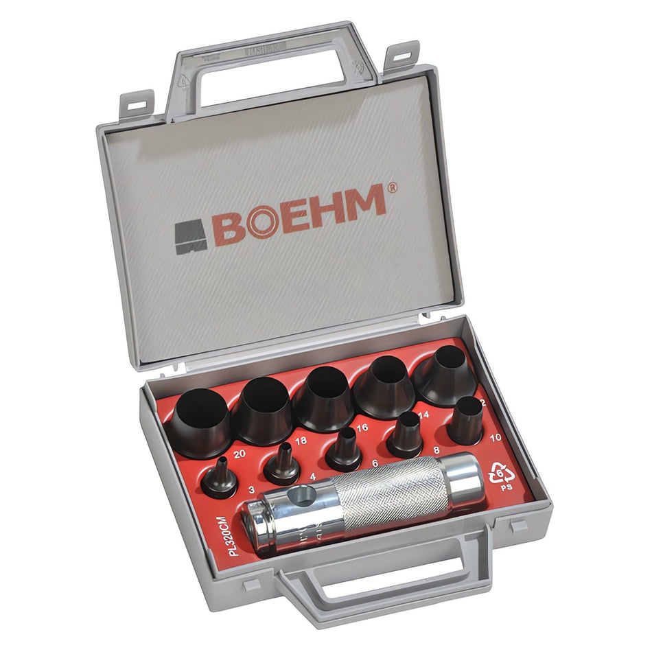 BOEHM JLB320US Hollow Punch Set Ø1/8" to 3/4" (10 Punches, Imperial)