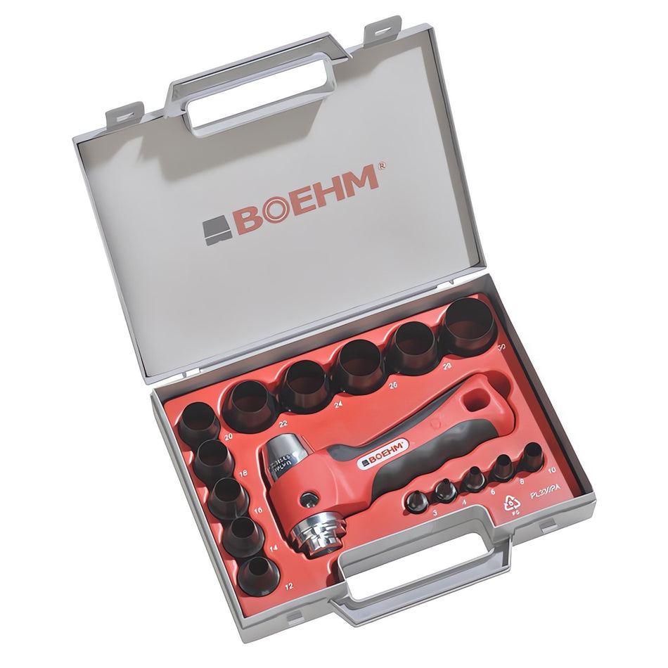 BOEHM JLB229PA Hollow Punch Set Ø2 to 29 mm (15 Punches, Odd Sizes)