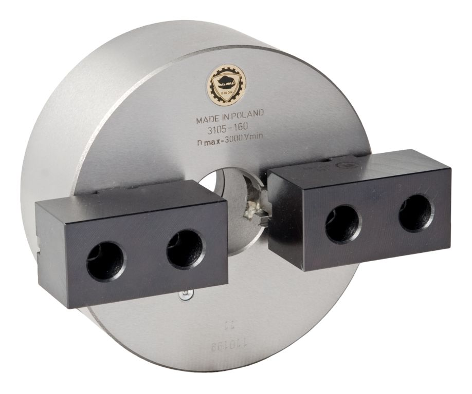 BISON 3105 2-Jaw Self-Centring Scroll Chuck, Cast Iron, Soft Top Jaws