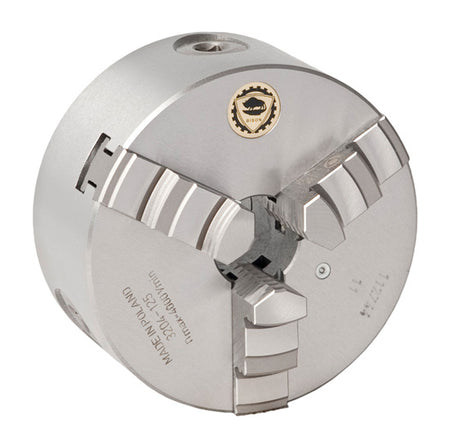 BISON 3204 3-Jaw Self-Centring Scroll Chuck, Cast Iron, Solid Jaws, Rear Mount