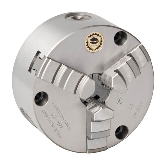 BISON 3274 3-Jaw Self-Centring Scroll Chuck, Cast Iron, Solid Jaws, Front Mount