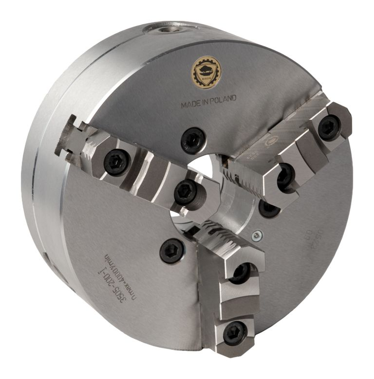BISON 3505 3-Jaw Self-Centring Scroll Chuck, Steel Body, 2-Piece Jaws, Rear Mount
