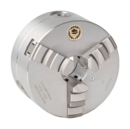 BISON 3544 3-Jaw Scroll Chuck, Camlock D1 Direct Mount, Steel Body, Solid Jaws