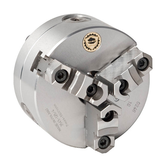 BISON 3545 3-Jaw Scroll Chuck, Camlock D1 Direct Mount, Steel Body, 2-Piece Jaws