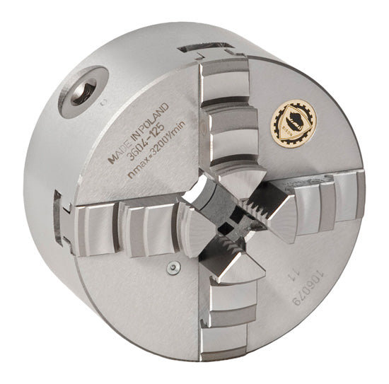 BISON 3604 4-Jaw Self-Centring Scroll Chuck, Cast Iron, Rear Mount