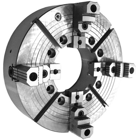 BISON 4317 4-Jaw Independent Oil Country Chuck, Large Bore, A2 Mount
