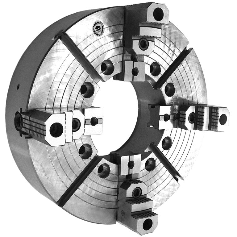 BISON 4317 4-Jaw Independent Oil Country Chuck, Large Bore, A2 Mount