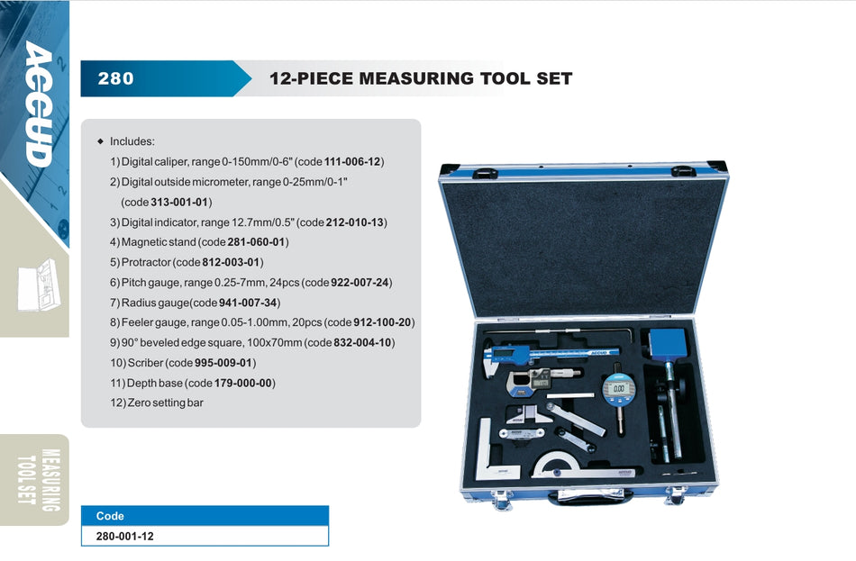ACCUD 12-Piece Measuring Tool Set – 280-001-12