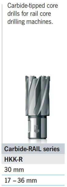 BDS TCT Carbide-RAIL Annular Cutter, Ø 17 mm – 36 mm, 30 mm Cutting Depth (HKK-R)