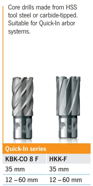 BDS TCT (Carbide) Annular Cutter Quick-IN, Ø 12 mm – 60 mm, 35 mm Cutting Depth (HKK-F)