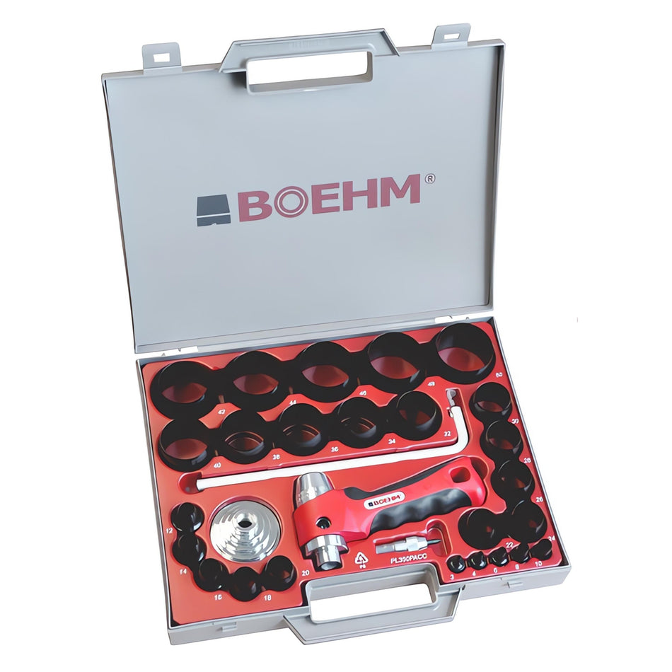 BOEHM JLB350PACC HOLLOW PUNCHES SET 3-50 MM + SEALING RING CUTTER 420 MM (Set + Cutting Board)