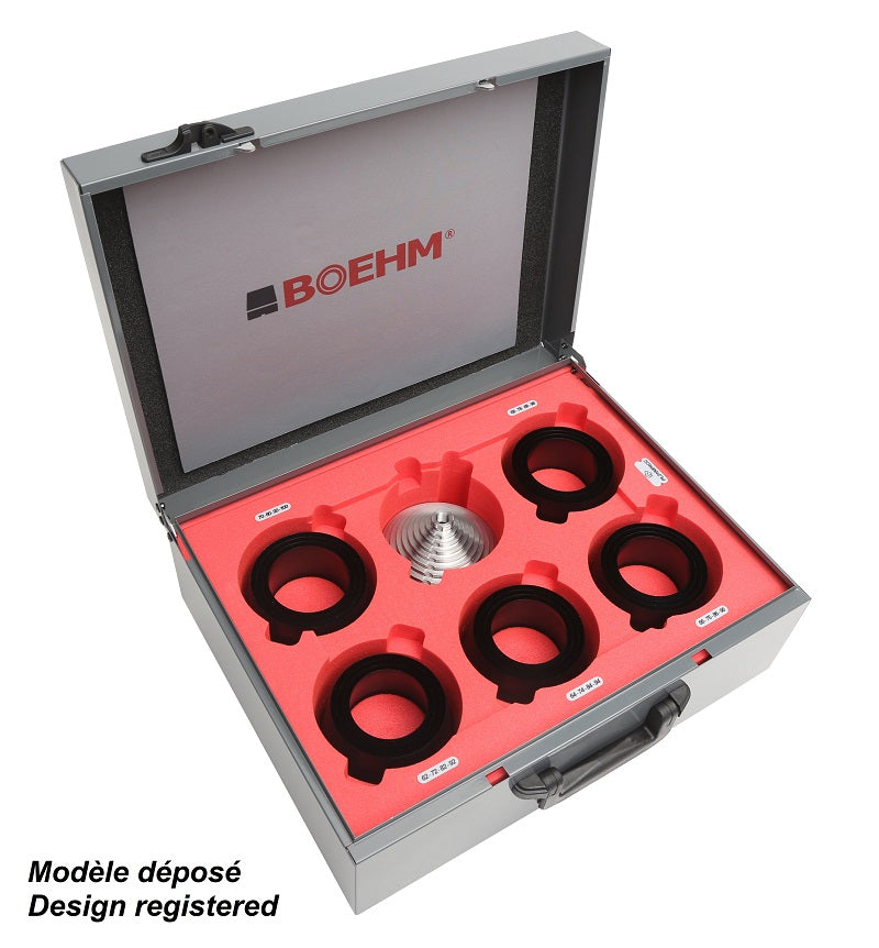 BOEHM JLB6199 Large-Diameter Hollow Punch Set Ø61 to 99 mm + Cutting Board