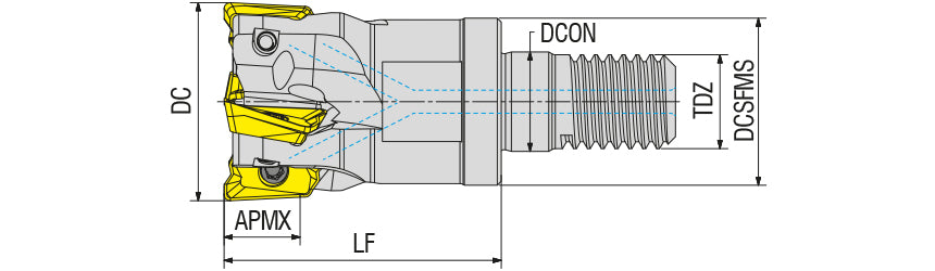 AKKO AEM90-XD-H S-System Modular End Mill - dimension drawing