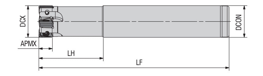 AKKO AEM90-ZN S-System End Mill - dimension drawing