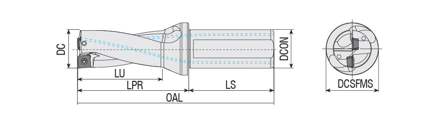 AKKO ATUM-XD4-SO ATUM Indexable Drill (U-Drill) - dimension drawing