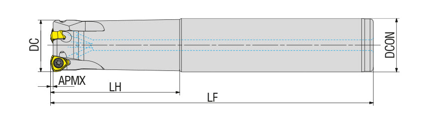AKKO AHFM-WN-H S-System High Feed End Mill - dimension drawing