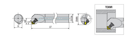 AKKO TCKNR/L T-System Boring Bar - dimension drawing