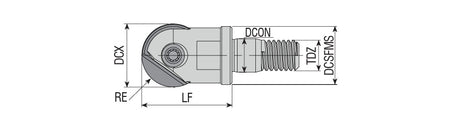 AKKO APMR-BNM-H Ball Nose Modular End Mill - dimension drawing