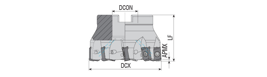 AKKO AFM90-LO10-LO15 Face Mill - dimension drawing