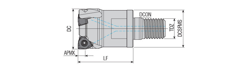 AKKO AEM90-XN S-System Modular End Mill - dimension drawing