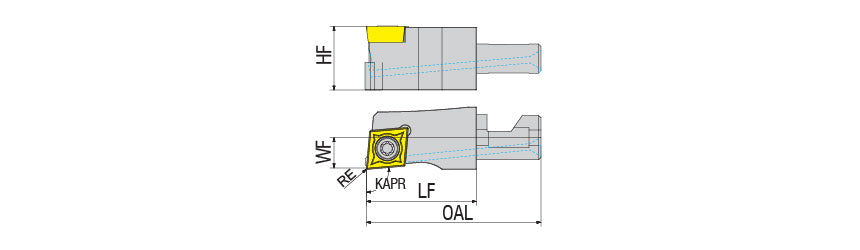 AKKO SCLCR/L SEC Swiss Easy Change Tool - dimension drawing