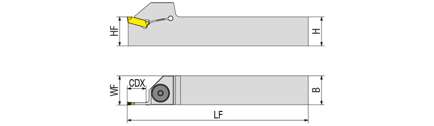 AKKO ADKT-GX09-R/L External Grooving Toolholder - dimension drawing