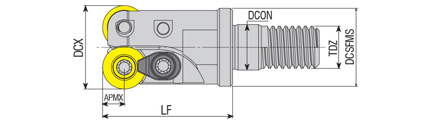 AKKO AEMRC-RD10T3 S-System Face and Copy Modular End Mill - dimension drawing