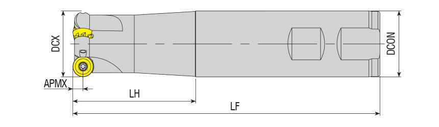 AKKO AEMR-RP10T3K S-System Face and Copy End Mill - dimension drawing