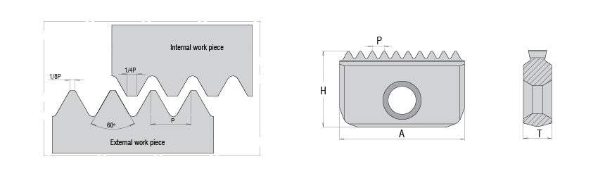 AKKO ADT.W Thread Milling Insert - dimension drawing