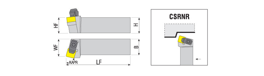AKKO CSRNR/L C-System External Turning Toolholder - dimension drawing
