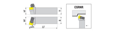 AKKO CSRNR/L C-System External Turning Toolholder - dimension drawing