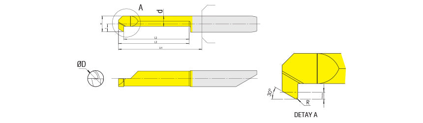 AKKO APB.B Grooving Mini Cut Tool - dimension drawing