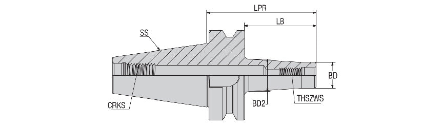 AKKO ABBT-MM AK-Plus End Mill Holder (Weldon) - dimension drawing