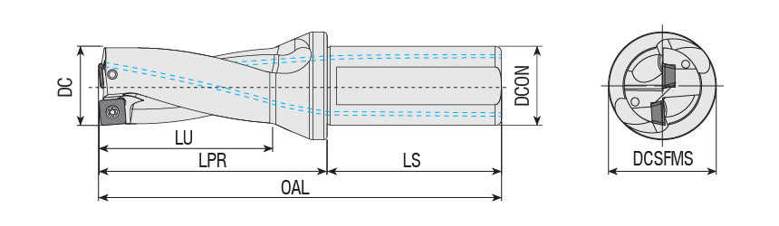 AKKO ATUM-XD4-SPGT ATUM Indexable Drill (U-Drill) - dimension drawing