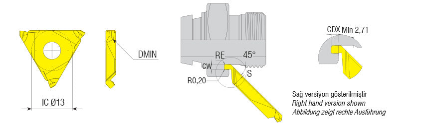AKKO T20 Face Grooving and Corner Relief Insert - dimension drawing