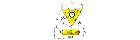 AKKO VT-ER-API Thread Milling Insert - dimension drawing