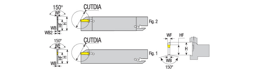 AKKO AKL-ZCC2 Parting and Deep Grooving Blade - dimension drawing