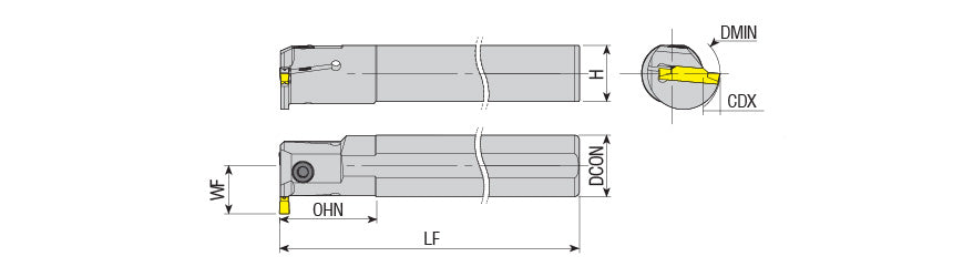AKKO AIKT-LC13-R/L Internal Grooving Toolholder - dimension drawing