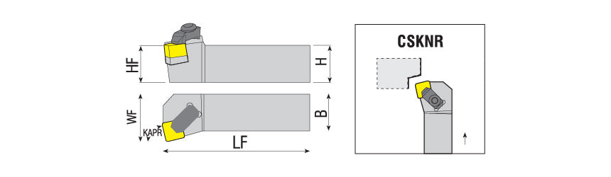 AKKO CSKNR/L-TP C-System External Turning Toolholder - dimension drawing
