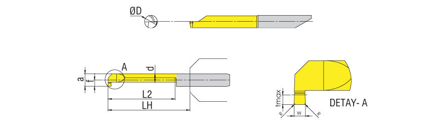 AKKO APG07 Grooving Mini Cut Tool - dimension drawing