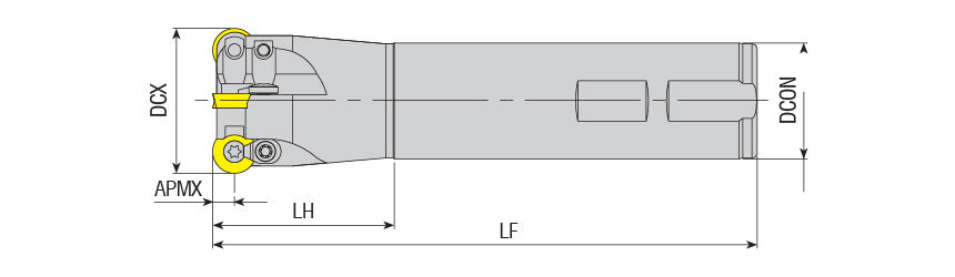 AKKO AEMRC-RD S-System Face and Copy End Mill - dimension drawing