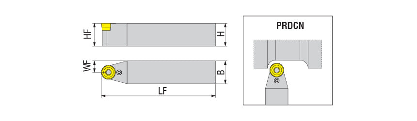 AKKO PRDCN P-System External Turning Toolholder - dimension drawing