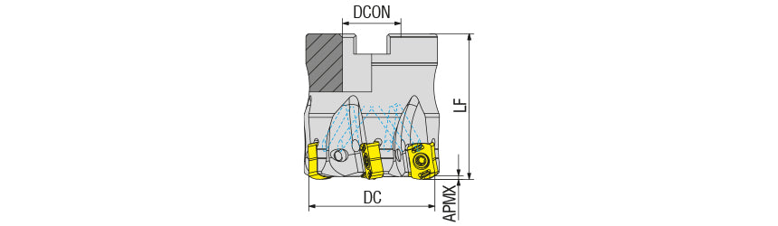 AKKO AHFM-LN-H High Feed Face Mill - dimension drawing