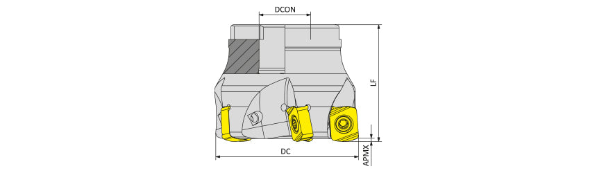 AKKO AHFM-XN12-H. High Feed Face Mill - dimension drawing