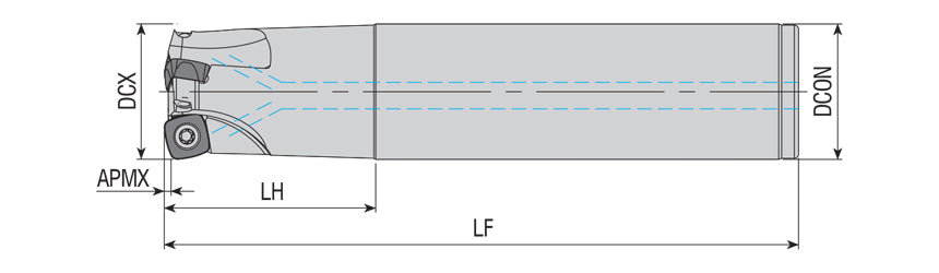 AKKO AHFM-SO-H S-System High Feed End Mill - dimension drawing