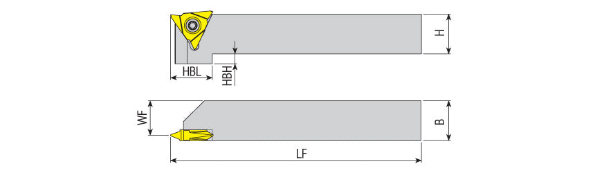 AKKO ADKT-T12P-R/L Poly-V Belt Pulley Grooving Toolholder - dimension drawing