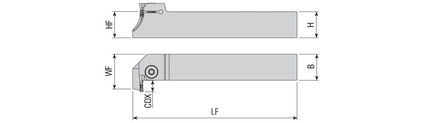 AKKO ALKT-K-R/L L-Type Face Grooving Toolholder - dimension drawing