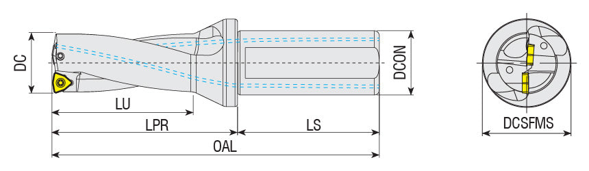 AKKO ATUM-XD2-WCM ATUM Indexable Drill (U-Drill) - dimension drawing