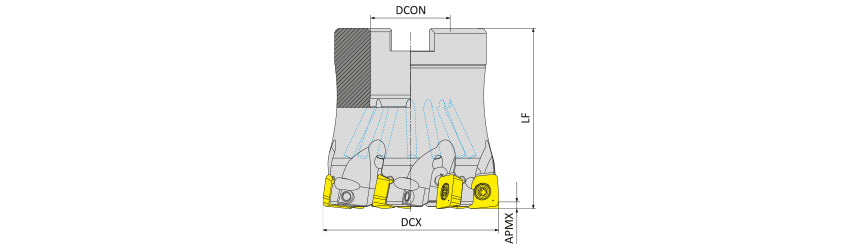AKKO AHFM-SD-H High Feed Face Mill - dimension drawing
