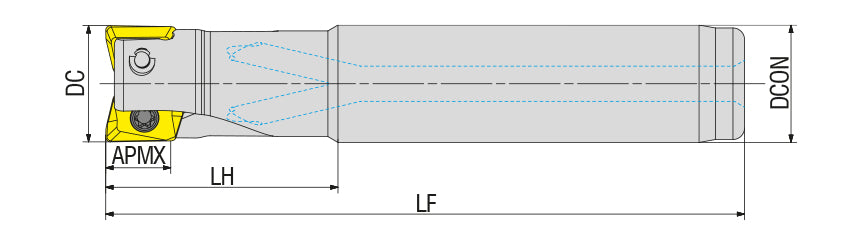 AKKO AEM90-XP-H S-System End Mill - dimension drawing